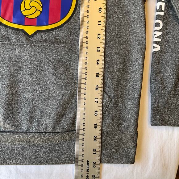 FCB Kid’s Sweatshirt size M Long Sleeve Hoodie Fleece Fan Club Barcelona Gray - Picture 4 of 9